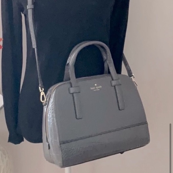 Kate Spade Gray Croc-Embossed Satchel with Gold Hardware  NWOT - Picture 12 of 14